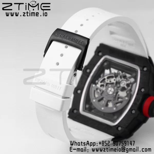 RICHARD MILLE RM035 RM35-02 Black Carbon BBR Factory Best Edition Skeleton Dial on White Rubber Strap Clone RMUL2 - Super Clone Watch | 1:1 Best Version
