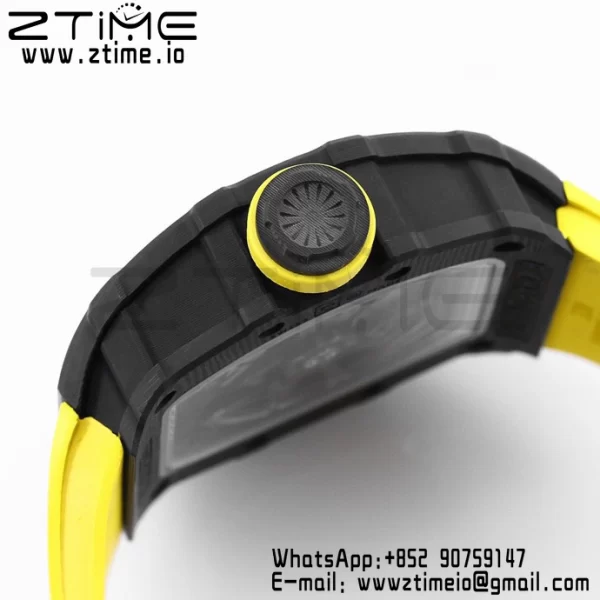 RICHARD MILLE RM035 RM35-02 Black Carbon BBR Factory Best Edition Skeleton Dial on Yellow Rubber Strap Clone RMUL2 - Super Clone Watch | 1:1 Best Version