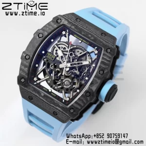 RICHARD MILLE RM035 RM35-02 Black Carbon BBR Factory Best Edition Skeleton Dial on Blue Rubber Strap Clone RMUL2 - Super Clone Watch | 1:1 Best Version