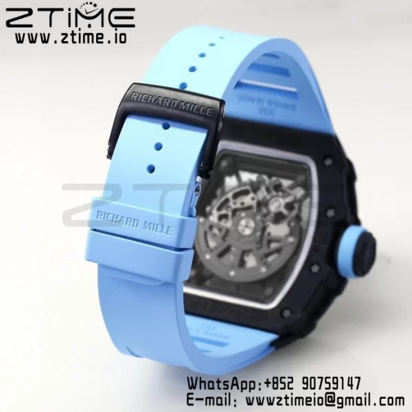 RICHARD MILLE RM035 RM35-02 Black Carbon BBR Factory Best Edition Skeleton Dial on Blue Rubber Strap Clone RMUL2 - Super Clone Watch | 1:1 Best Version