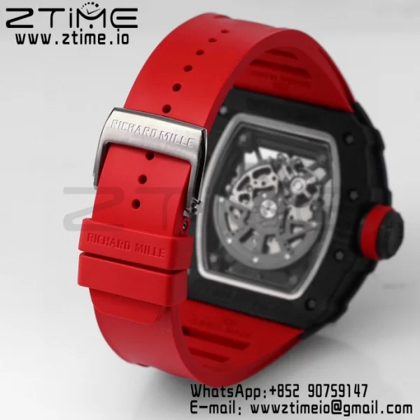 RICHARD MILLE RM035 RM35-02 Black Carbon BBR Factory Best Edition Skeleton Dial on Red Rubber Strap Clone RMUL2 - Super Clone Watch | 1:1 Best Version