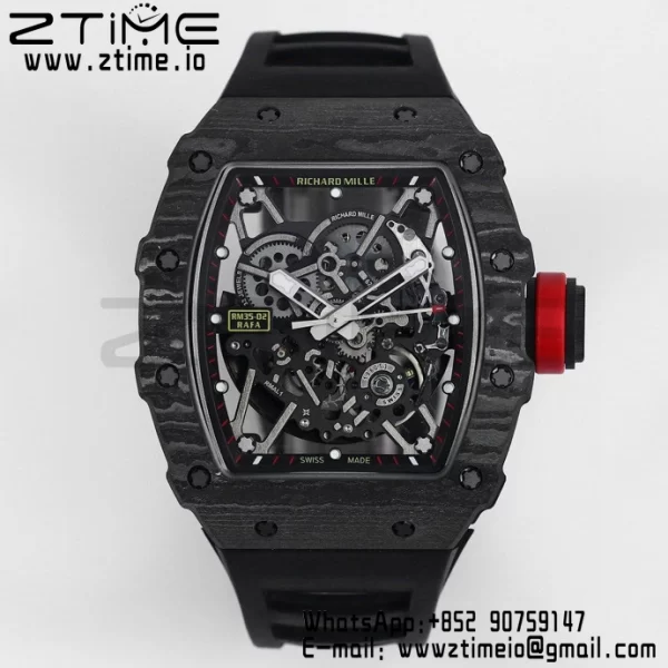 RICHARD MILLE RM035 RM35-02 Black Carbon BBR Factory Best Edition Skeleton Dial on Black Rubber Strap Clone RMUL2 - Super Clone Watch | 1:1 Best Version