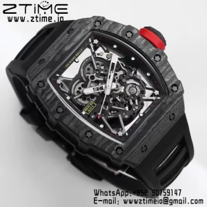 RICHARD MILLE RM035 RM35-02 Black Carbon BBR Factory Best Edition Skeleton Dial on Black Rubber Strap Clone RMUL2 - Super Clone Watch | 1:1 Best Version