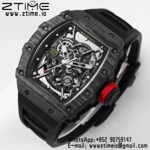 RICHARD MILLE RM035 RM35-02 Black Carbon BBR Factory Best Edition Skeleton Dial on Black Rubber Strap Clone RMUL2 - Super Clone Watch | 1:1 Best Version
