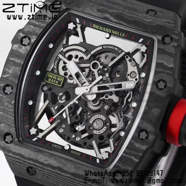 RICHARD MILLE RM035 RM35-02 Black Carbon BBR Factory Best Edition Skeleton Dial on Black Rubber Strap Clone RMUL2 - Super Clone Watch | 1:1 Best Version
