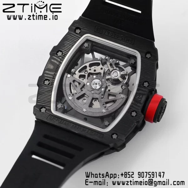 RICHARD MILLE RM035 RM35-02 Black Carbon BBR Factory Best Edition Skeleton Dial on Black Rubber Strap Clone RMUL2 - Super Clone Watch | 1:1 Best Version