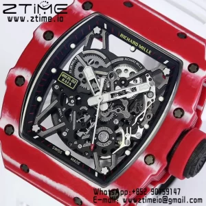 RICHARD MILLE RM035 RM35-02 レッドカーボンBBRファクトリーベストエディション スケルトンダイヤル ホワイトラバーストラップ クローンRMUL2 - スーパークローンウォッチ｜1:1ベストバージョン
