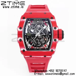 RICHARD MILLE RM035 RM35-02 Red Carbon BBR Factory Best Edition Skeleton Dial on Red Rubber Strap Clone RMUL2 - Super Clone Watch | 1:1 Best Version