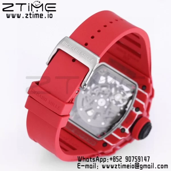 RICHARD MILLE RM035 RM35-02 Red Carbon BBR Factory Best Edition Skeleton Dial on Red Rubber Strap Clone RMUL2 - Super Clone Watch | 1:1 Best Version