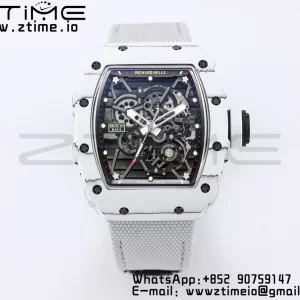 RICHARD MILLE RM035 RM35-01 White Carbon BBR Best Edition Skeleton Dial on White Nylon Strap Clone RMUL3 - Super Clone Watch | 1:1 Best Version