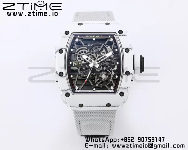 RICHARD MILLE RM035 RM35-01 Quadrante scheletrato in carbonio bianco BBR Best Edition con cinturino in nylon bianco Clone RMUL3 - Orologio Super Clone | 1:1 Miglior Versione