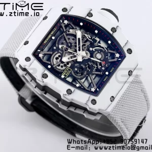 RICHARD MILLE RM035 RM35-01 Quadrante scheletrato in carbonio bianco BBR Best Edition con cinturino in nylon bianco Clone RMUL3 - Orologio Super Clone | 1:1 Miglior Versione