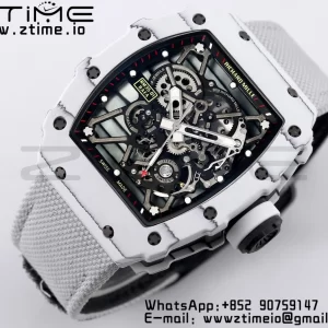 RICHARD MILLE RM035 RM35-01 Quadrante scheletrato in carbonio bianco BBR Best Edition con cinturino in nylon bianco Clone RMUL3 - Orologio Super Clone | 1:1 Miglior Versione