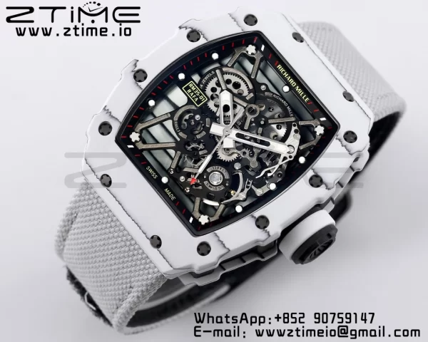 RICHARD MILLE RM035 RM35-01 Quadrante scheletrato in carbonio bianco BBR Best Edition con cinturino in nylon bianco Clone RMUL3 - Orologio Super Clone | 1:1 Miglior Versione