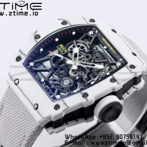 RICHARD MILLE RM035 RM35-01 Quadrante scheletrato in carbonio bianco BBR Best Edition con cinturino in nylon bianco Clone RMUL3 - Orologio Super Clone | 1:1 Miglior Versione