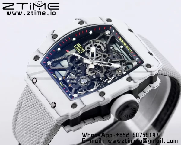 RICHARD MILLE RM035 RM35-01 Quadrante scheletrato in carbonio bianco BBR Best Edition con cinturino in nylon bianco Clone RMUL3 - Orologio Super Clone | 1:1 Miglior Versione