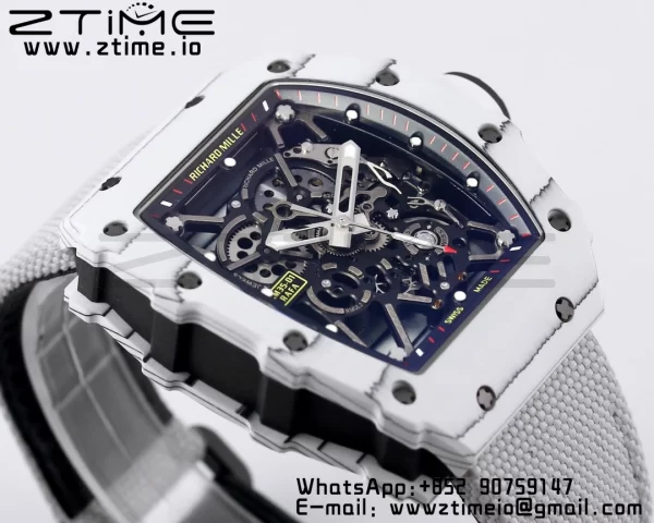 RICHARD MILLE RM035 RM35-01 Quadrante scheletrato in carbonio bianco BBR Best Edition con cinturino in nylon bianco Clone RMUL3 - Orologio Super Clone | 1:1 Miglior Versione