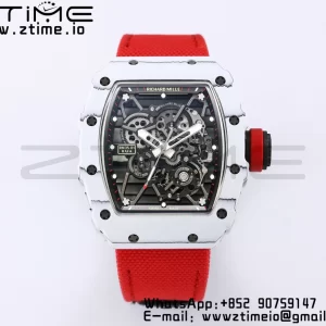 RICHARD MILLE RM035 RM35-01 White Carbon BBR Best Edition Skeleton Dial on Red Nylon Strap Clone RMUL3 - Super Clone Watch | 1:1 Best Version