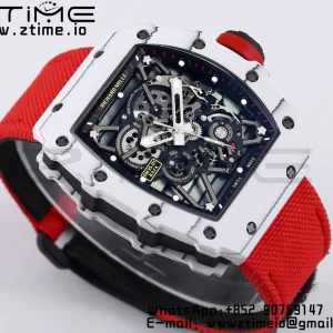 RICHARD MILLE RM035 RM35-01 White Carbon BBR Best Edition Skeleton Dial on Red Nylon Strap Clone RMUL3 - Super Clone Watch | 1:1 Best Version