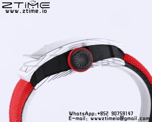 RICHARD MILLE RM035 RM35-01 White Carbon BBR Best Edition Skeleton Dial on Red Nylon Strap Clone RMUL3 - Super Clone Watch | 1:1 Best Version