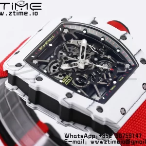RICHARD MILLE RM035 RM35-01 White Carbon BBR Best Edition Skeleton Dial on Red Nylon Strap Clone RMUL3 - Super Clone Watch | 1:1 Best Version