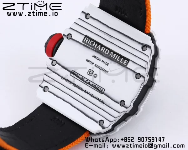 RICHARD MILLE RM035 RM35-01 White Carbon BBR Best Edition Skeleton Dial on Orange Nylon Strap Clone RMUL3 - Super Clone Watch | 1:1 Best Version