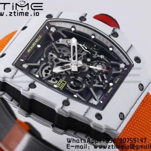 RICHARD MILLE RM035 RM35-01 White Carbon BBR Best Edition Skeleton Dial on Orange Nylon Strap Clone RMUL3 - Super Clone Watch | 1:1 Best Version