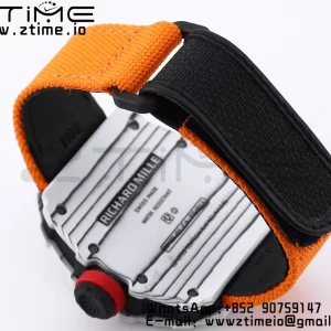 RICHARD MILLE RM035 RM35-01 White Carbon BBR Best Edition Skeleton Dial on Orange Nylon Strap Clone RMUL3 - Super Clone Watch | 1:1 Best Version