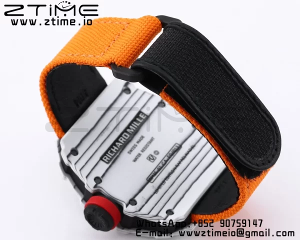 RICHARD MILLE RM035 RM35-01 White Carbon BBR Best Edition Skeleton Dial on Orange Nylon Strap Clone RMUL3 - Super Clone Watch | 1:1 Best Version