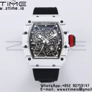 RICHARD MILLE RM035 RM35-01 White Carbon BBR Best Edition Skeleton Dial on Black Nylon Strap Clone RMUL3 - Super Clone Watch | 1:1 Best Version