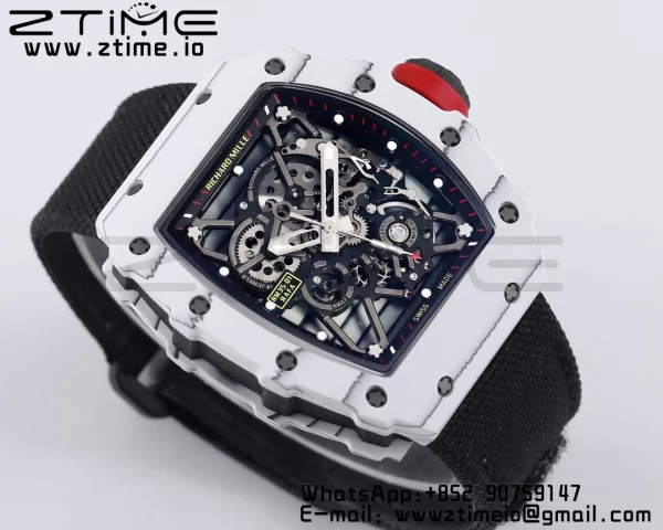 RICHARD MILLE RM035 RM35-01 White Carbon BBR Best Edition Skeleton Dial on Black Nylon Strap Clone RMUL3 - Super Clone Watch | 1:1 Best Version
