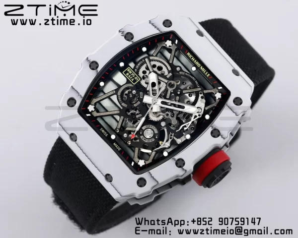 RICHARD MILLE RM035 RM35-01 White Carbon BBR Best Edition Skeleton Dial on Black Nylon Strap Clone RMUL3 - Super Clone Watch | 1:1 Best Version