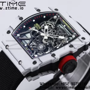RICHARD MILLE RM035 RM35-01 White Carbon BBR Best Edition Skeleton Dial on Black Nylon Strap Clone RMUL3 - Super Clone Watch | 1:1 Best Version