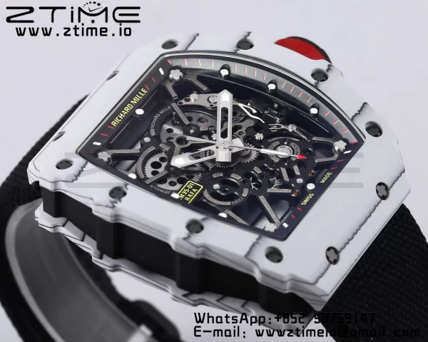 RICHARD MILLE RM035 RM35-01 White Carbon BBR Best Edition Skeleton Dial on Black Nylon Strap Clone RMUL3 - Super Clone Watch | 1:1 Best Version
