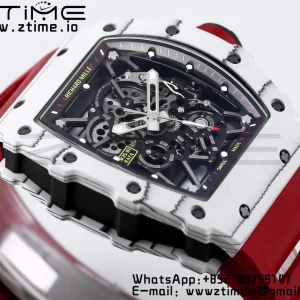 RICHARD MILLE RM035 RM35-01 ホワイトカーボンBBRベストエディション スケルトンダイヤル レッドラバーストラップ クローンRMUL3 - スーパークローンウォッチ｜1:1ベストバージョン