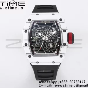 RICHARD MILLE RM035 RM35-01 White Carbon BBR Best Edition Skeleton Dial on Black Rubber Strap Clone RMUL3 - Super Clone Watch | 1:1 Best Version