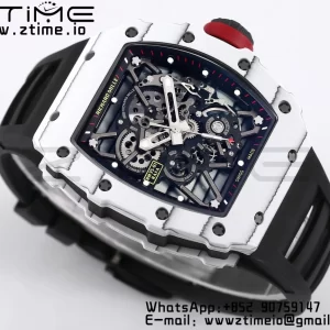 RICHARD MILLE RM035 RM35-01 White Carbon BBR Best Edition Skeleton Dial on Black Rubber Strap Clone RMUL3 - Super Clone Watch | 1:1 Best Version
