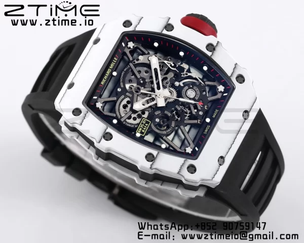 RICHARD MILLE RM035 RM35-01 White Carbon BBR Best Edition Skeleton Dial on Black Rubber Strap Clone RMUL3 - Super Clone Watch | 1:1 Best Version