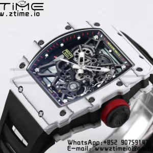RICHARD MILLE RM035 RM35-01 White Carbon BBR Best Edition Skeleton Dial on Black Rubber Strap Clone RMUL3 - Super Clone Watch | 1:1 Best Version