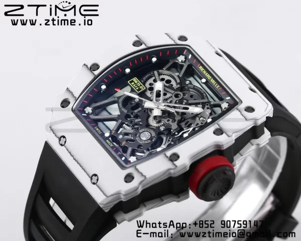 RICHARD MILLE RM035 RM35-01 White Carbon BBR Best Edition Skeleton Dial on Black Rubber Strap Clone RMUL3 - Super Clone Watch | 1:1 Best Version