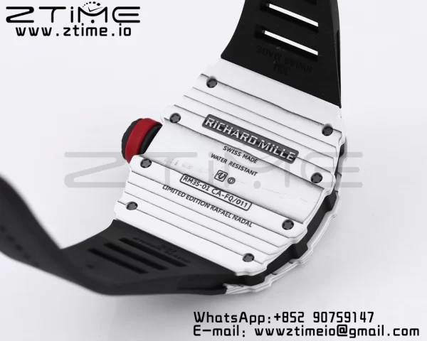 RICHARD MILLE RM035 RM35-01 White Carbon BBR Best Edition Skeleton Dial on Black Rubber Strap Clone RMUL3 - Super Clone Watch | 1:1 Best Version
