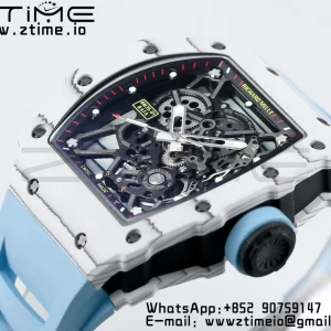 RICHARD MILLE RM035 RM35-01 White Carbon BBR Best Edition Skeleton Dial on Blue Rubber Strap Clone RMUL3 - Super Clone Watch | 1:1 Best Version