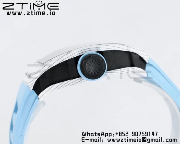 RICHARD MILLE RM035 RM35-01 White Carbon BBR Best Edition Skeleton Dial on Blue Rubber Strap Clone RMUL3 - Super Clone Watch | 1:1 Best Version