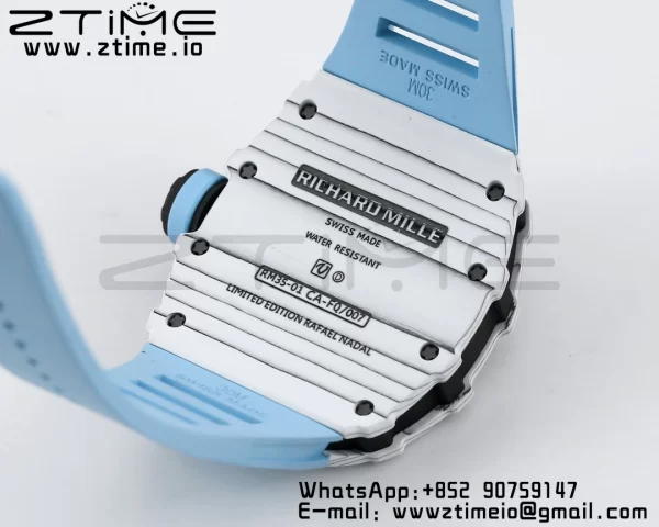 RICHARD MILLE RM035 RM35-01 White Carbon BBR Best Edition Skeleton Dial on Blue Rubber Strap Clone RMUL3 - Super Clone Watch | 1:1 Best Version