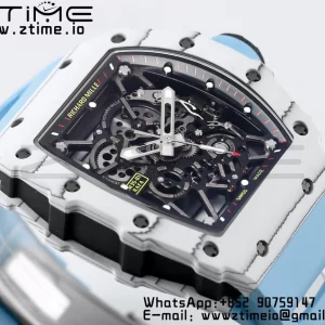 RICHARD MILLE RM035 RM35-01 White Carbon BBR Best Edition Skeleton Dial on Blue Rubber Strap Clone RMUL3 - Super Clone Watch | 1:1 Best Version