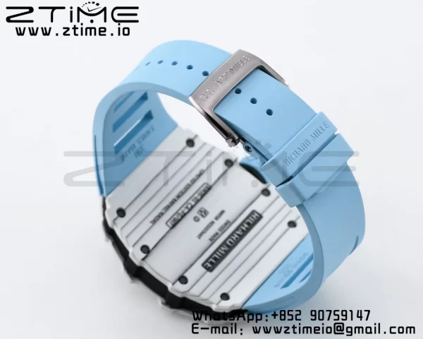 RICHARD MILLE RM035 RM35-01 White Carbon BBR Best Edition Skeleton Dial on Blue Rubber Strap Clone RMUL3 - Super Clone Watch | 1:1 Best Version