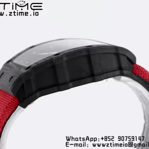 RICHARD MILLE RM035 RM35-01 ブラックカーボンBBRベストエディション スケルトンダイヤル レッドナイロンストラップ クローンRMUL3 - スーパークローンウォッチ｜1:1ベストバージョン