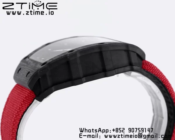 RICHARD MILLE RM035 RM35-01 ブラックカーボンBBRベストエディション スケルトンダイヤル レッドナイロンストラップ クローンRMUL3 - スーパークローンウォッチ｜1:1ベストバージョン