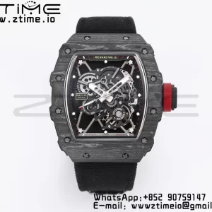 RICHARD MILLE RM035 RM35-01 Black Carbon BBR Best Edition Skeleton Dial on Black Nylon Strap Clone RMUL3 - Super Clone Watch | 1:1 Best Version
