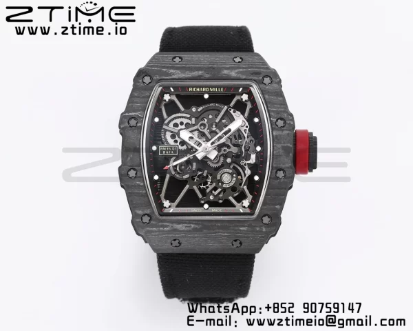 RICHARD MILLE RM035 RM35-01 Black Carbon BBR Best Edition Skeleton Dial on Black Nylon Strap Clone RMUL3 - Super Clone Watch | 1:1 Best Version